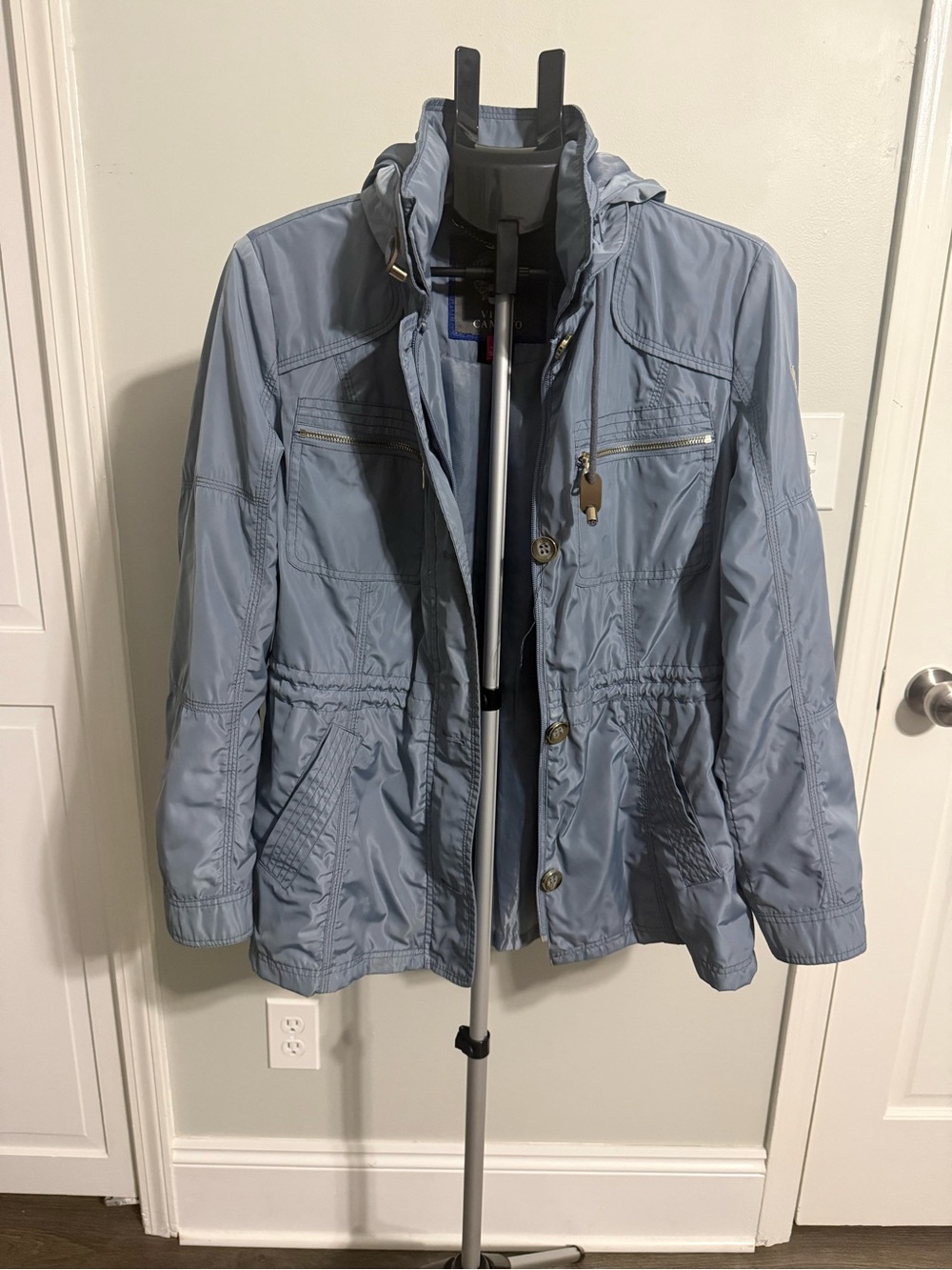 Vince Camuto Light Blue Hooded Utility Jacket